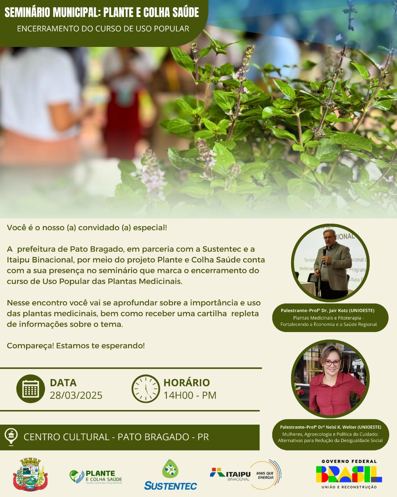 Seminário Plante e Colha Saúde celebra encerramento de curso sobre Plantas Medicinais em Pato Bragado