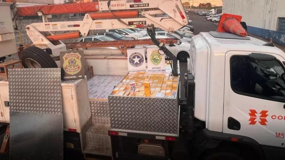 Carga milionária de celulares descaminhados é apreendida em caminhão da Copel na BR-277
