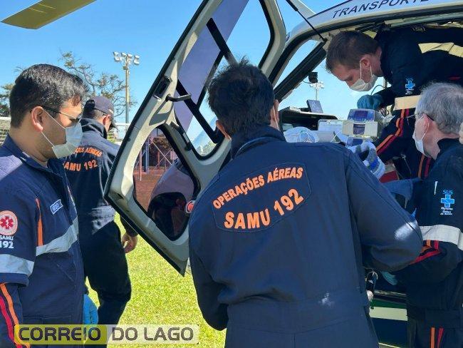 Homem sofre infarto e é transferido de helicóptero em Santa Helena