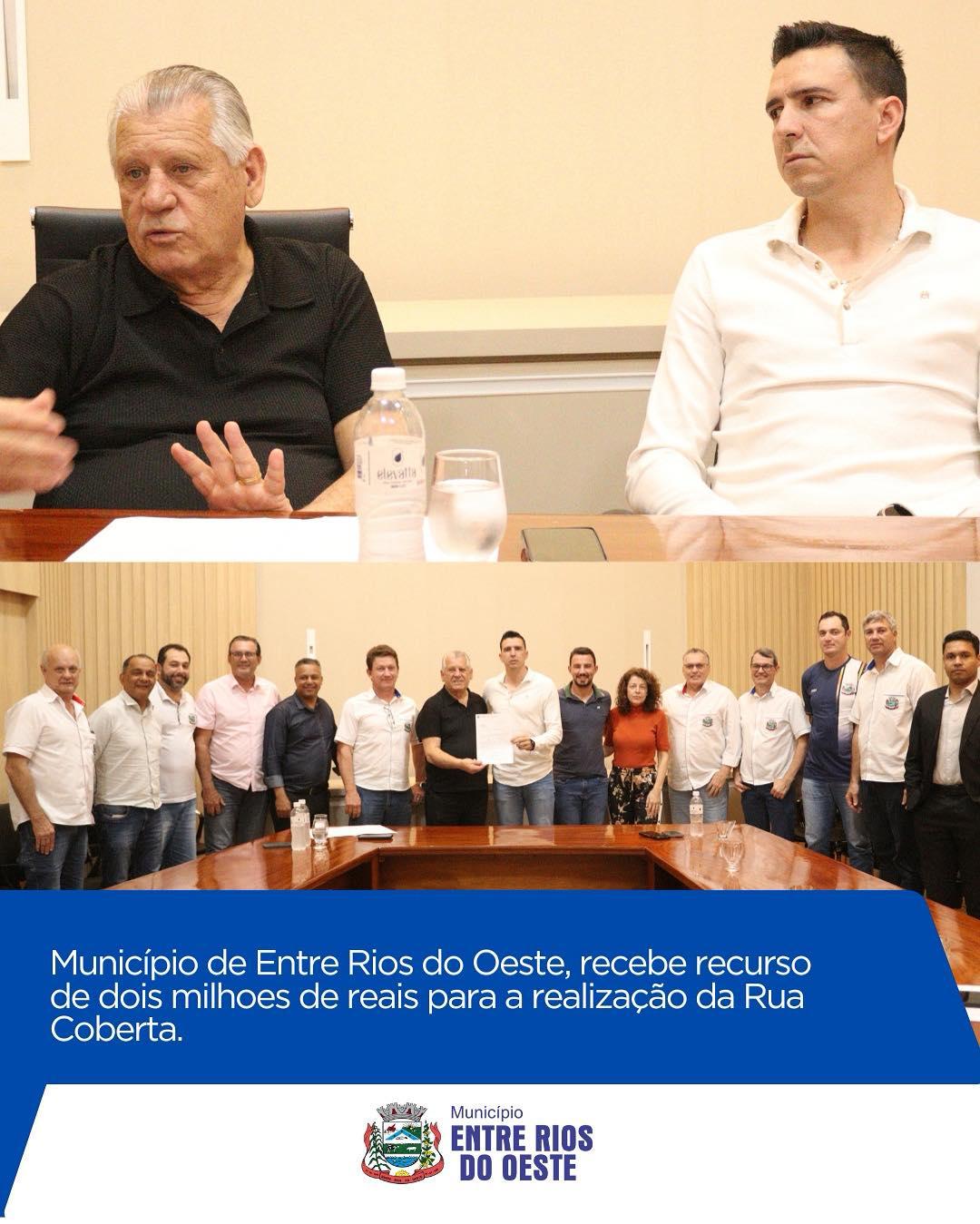 Entre Rios do Oeste Recebe recurso de dois milhoes para a Realização da Rua Coberta