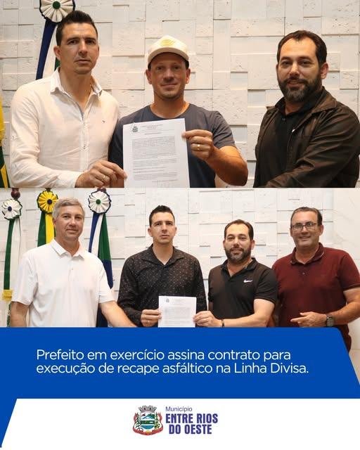 Prefeito em Exercício assina contrato para execução de recape asfáltico na Linha Divisa.
