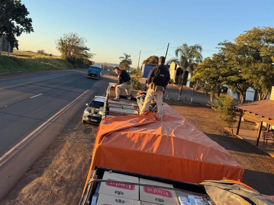 Polícia apreende 600 mil maços de cigarros na BR-163 em Mercedes