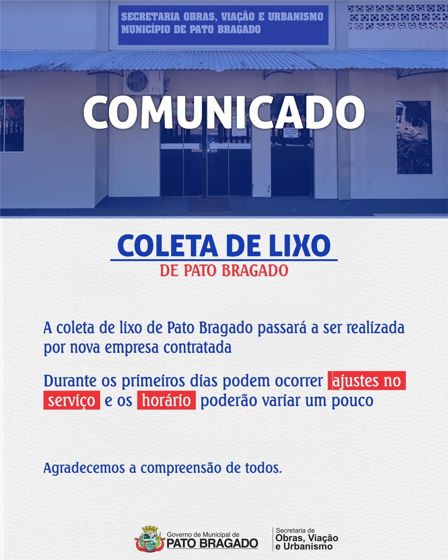 Nova empresa assume coleta de lixo urbano em Pato Bragado