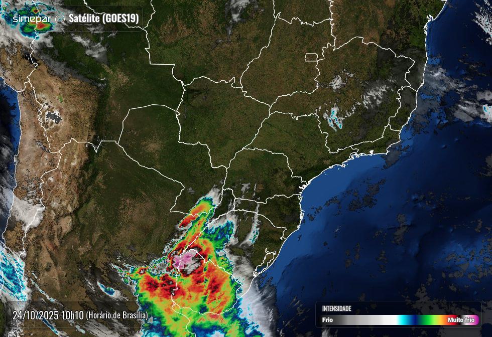 Frente fria avança pelo Paraguai e deve provocar temporais no Oeste do Paraná nesta sexta-feira