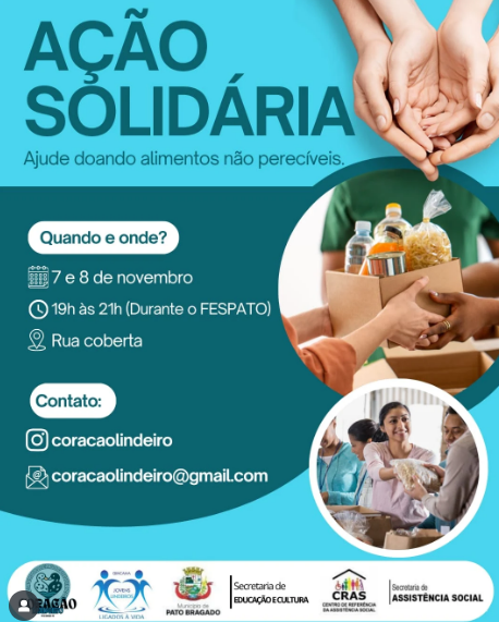 Ação Solidária irá arrecadar alimentos durante o FESPATO em Pato Bragado