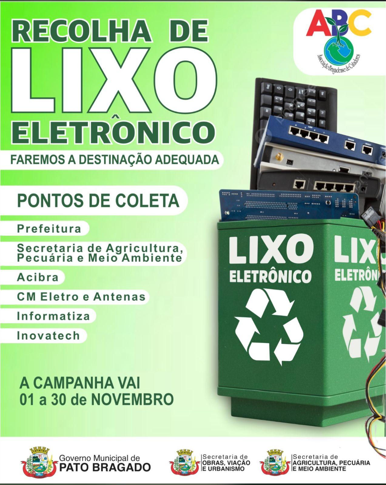 Pato Bragado realiza campanha de recolha de lixo eletrônico durante o mês de novembro