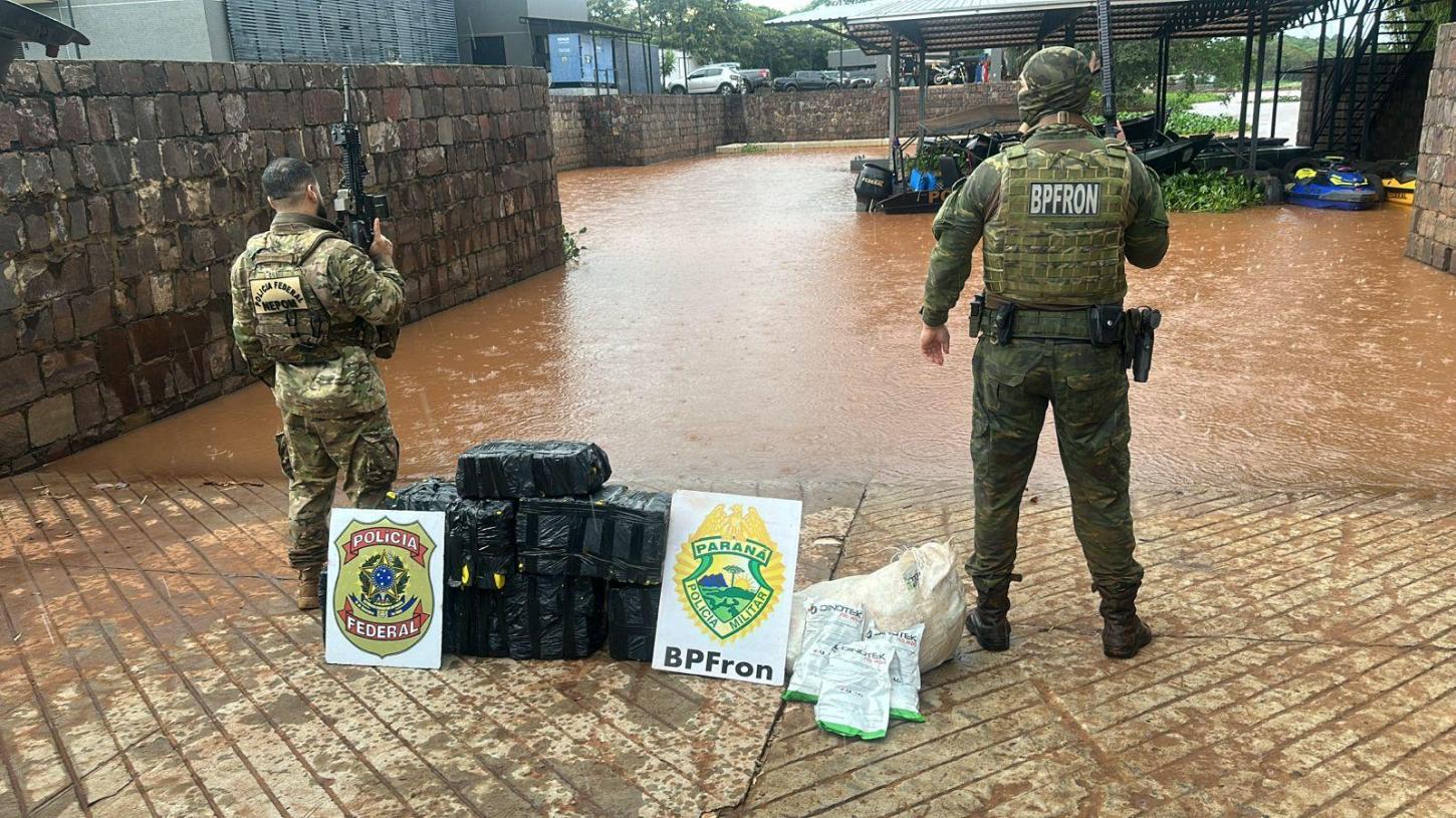 POLÍCIA FEDERAL e BPFRON realizam apreensão de maconha e agrotóxicos paraguaios