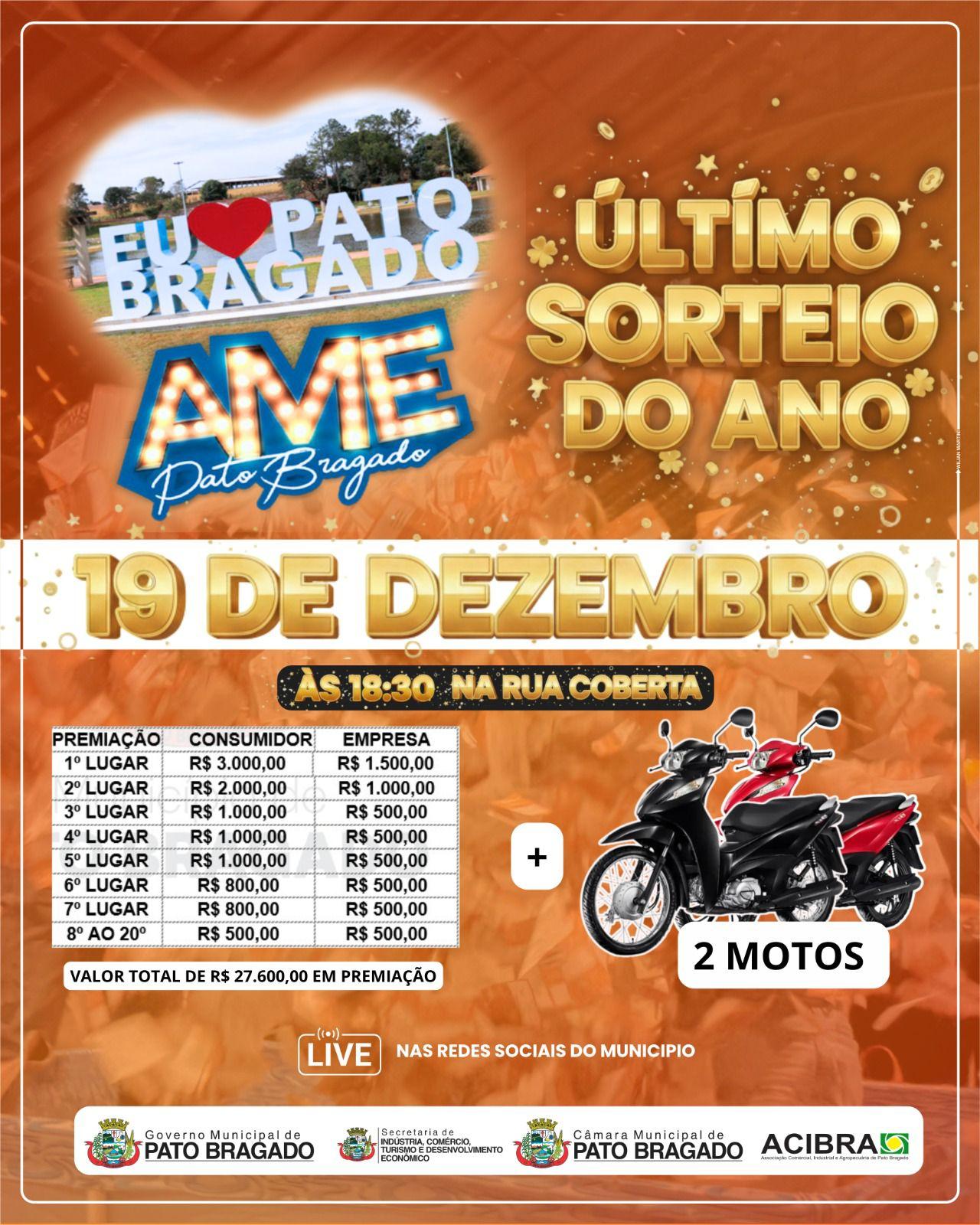 Último sorteio do ano da campanha “AME Pato Bragado” promete movimentar o comércio local
