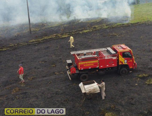 Curto em fio de energia provoca incêndio em propriedade rural de Santa Helena