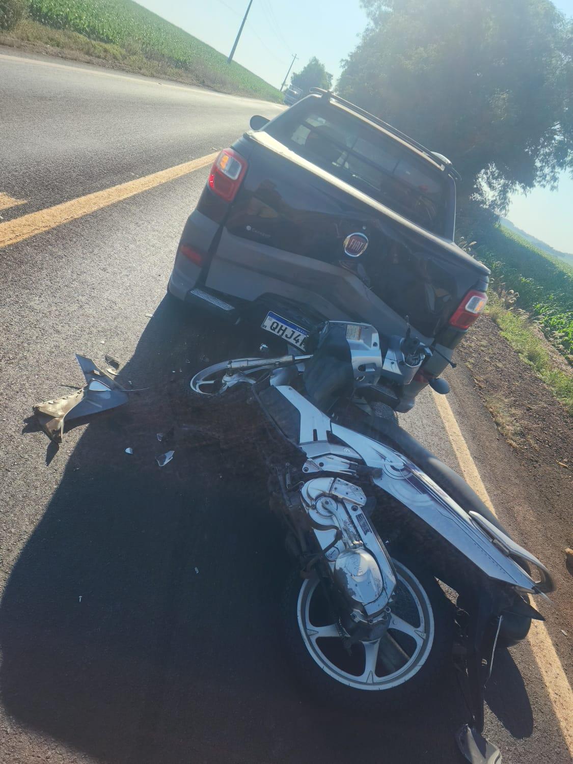 Motociclista fica ferido em colisão traseira na PRC-467 em Marechal Cândido Rondon